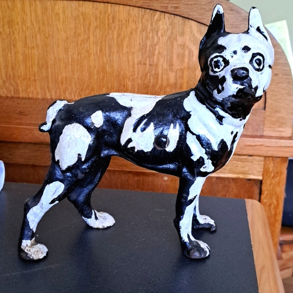 Unmarked Vintage Cast Iron Boston Terrier Door Stop